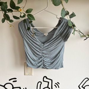 Garage Teal Rouched Cropped Shirt Size Medium